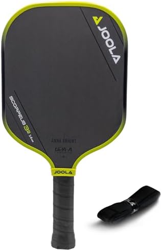 JOOLA Anna Bright Scorpeus 3S 14mm Pickleball Paddle w/Propulsion Core, Charged Carbon Surface, Wide Body Shape, Larger Sweet Spot, NFC Chip, USAPA Certified + JOOLA Primo Indoor/Outdoor Pickleball Ba
