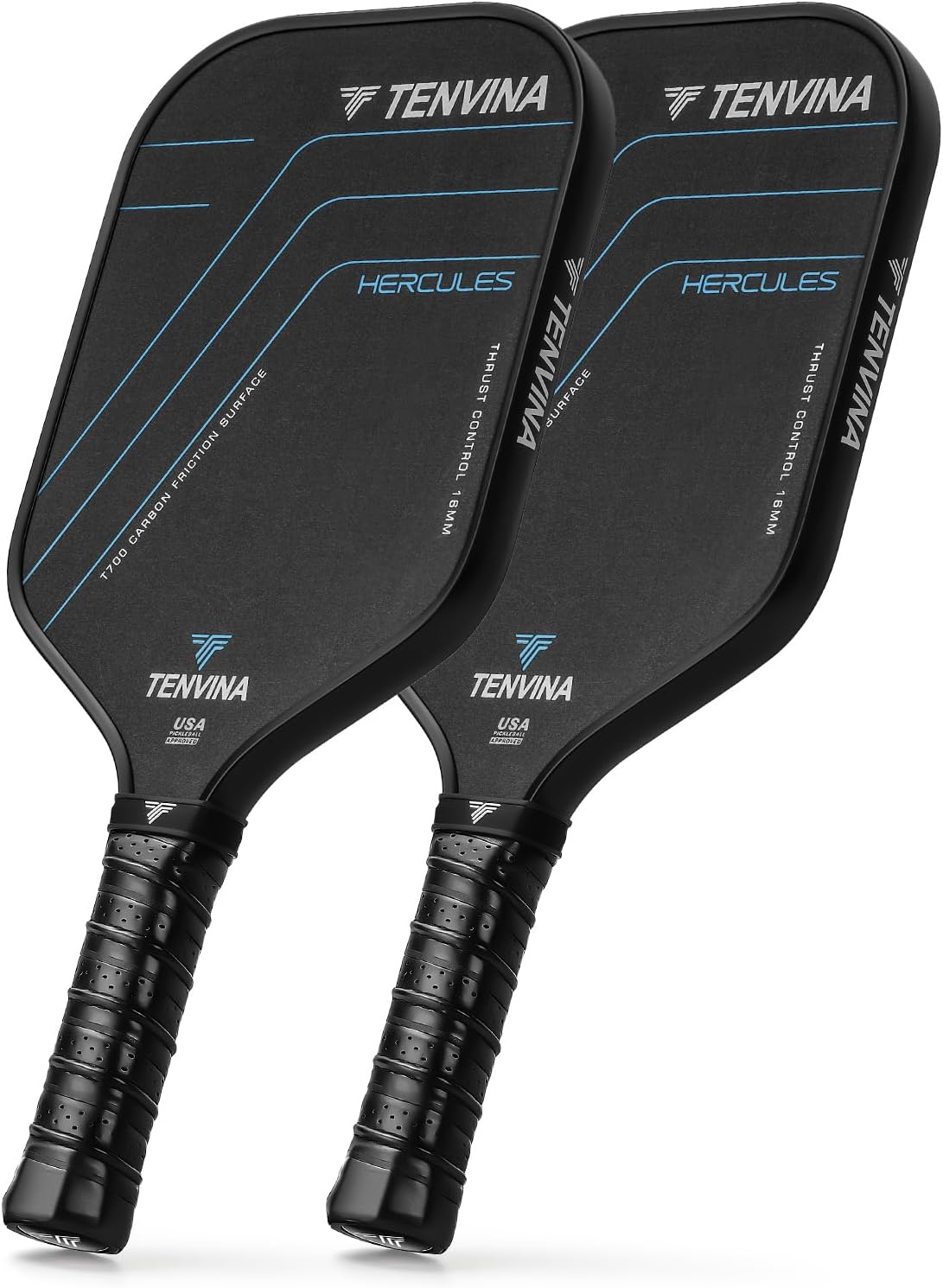 TENVINA Pickleball Paddles Set of 2, Multi-Layer T700SC Textured Carbon Fiber Pickleball Paddle, 16MM Thicknesses Pickle Ball Paddle, Strong Spin & Power Surface, USAPA Approved Pickle Racket