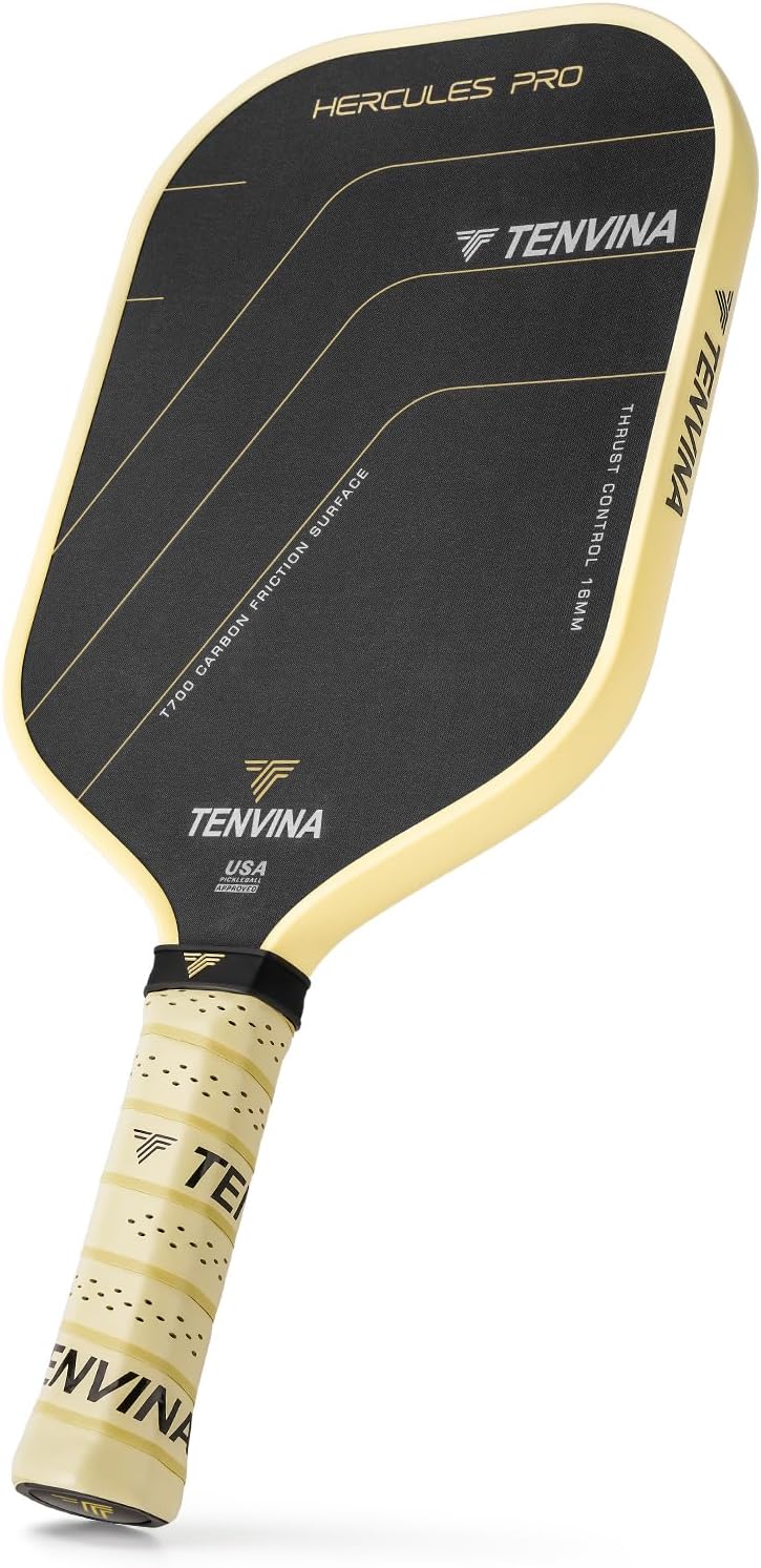 TENVINA Pickleball Paddles, Thermoformed T700SC Carbon Fiber Pickleball Paddle, Pickle Ball Paddle USAPA Approved, Dominant Power and Larger Sweet Spot